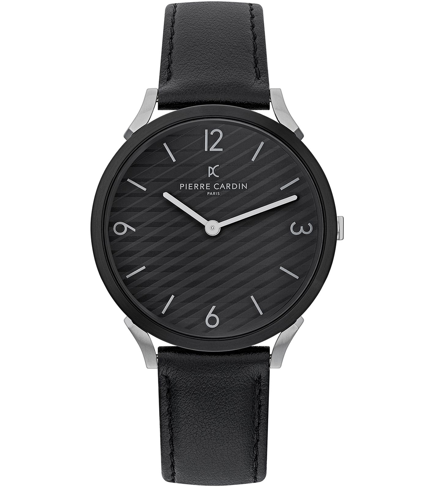 Pierre Cardin Herren Armband-Uhr analoge Quarz-Uhr mit Leder-Armband 3ATM 40mm CPI.2018 Schwarz/Silber von Pierre Cardin
