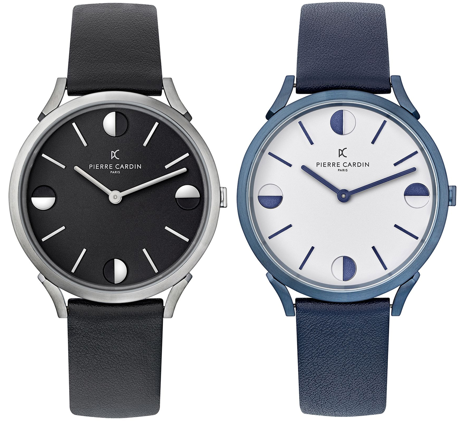Pierre Cardin Herren Armband-Uhr analoge Quarz-Uhr mit Leder-Armband 3ATM 40mm Schwarz oder Blau von Pierre Cardin