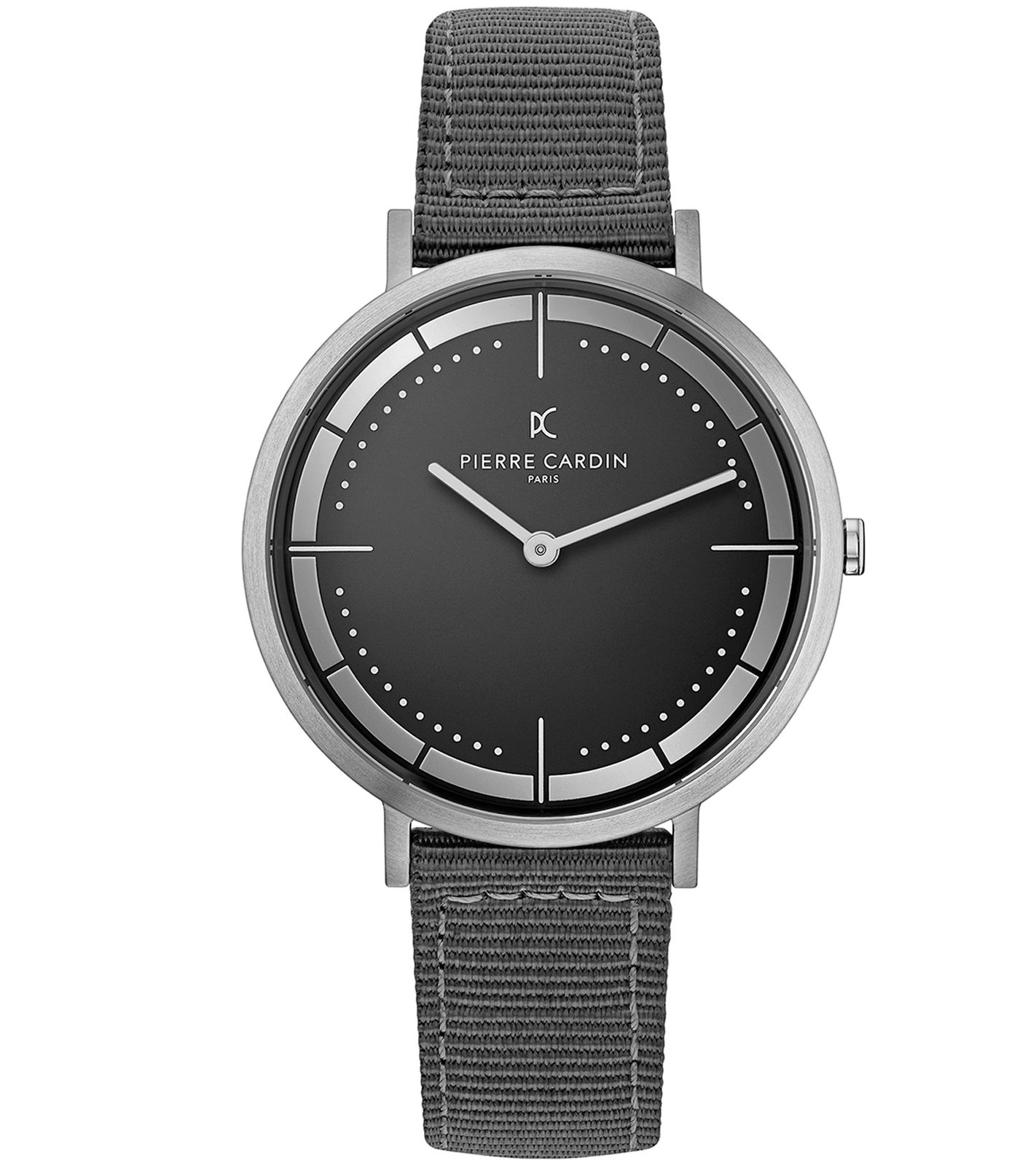 Pierre Cardin Herren Armband-Uhr analoge Quarz-Uhr mit Textil-Armband 3ATM 41mm CBV.1030 Grau/Schwarz von Pierre Cardin