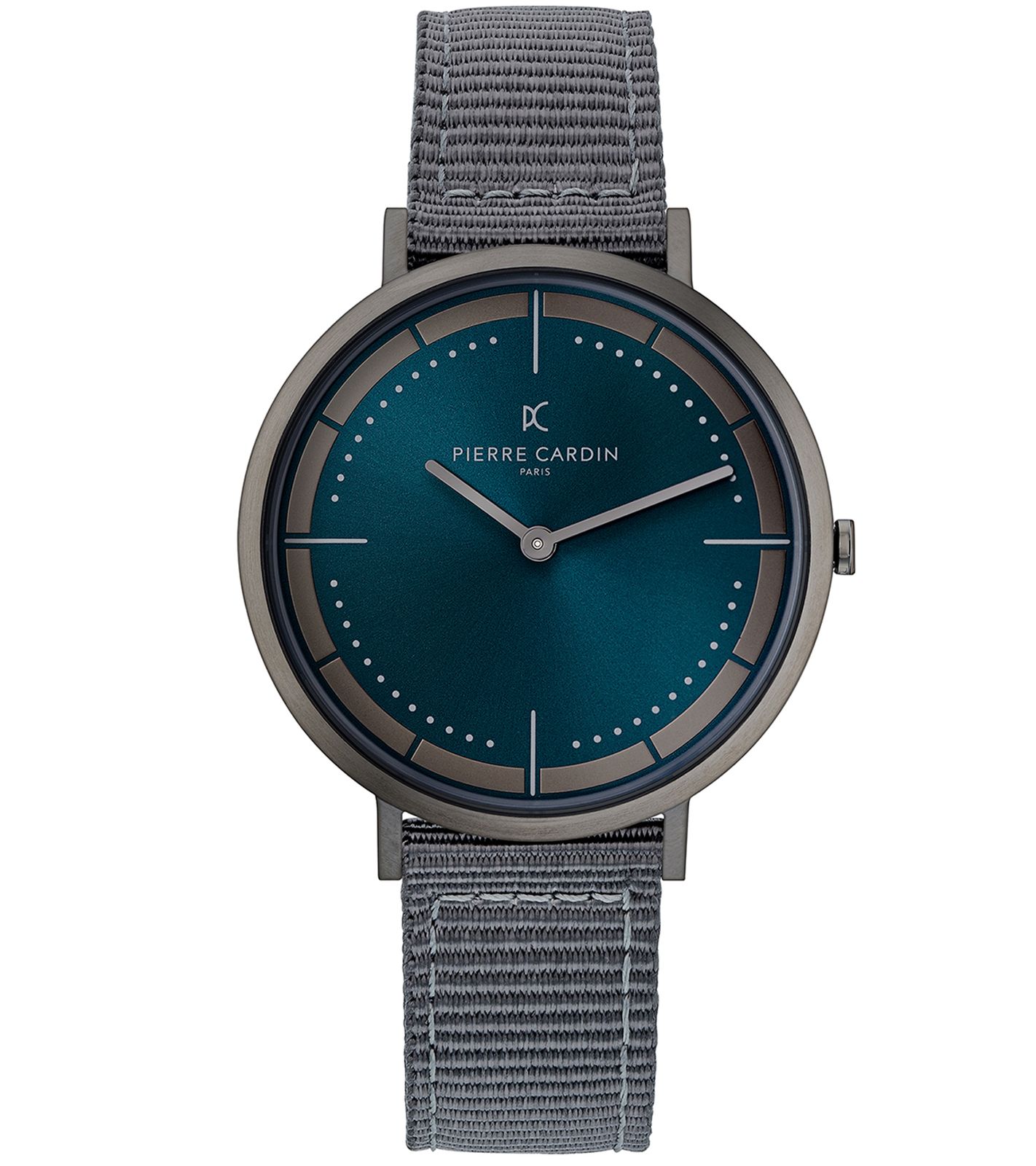 Pierre Cardin Herren Armband-Uhr analoge Quarz-Uhr mit Textil-Armband 3ATM 42mm CBV.1034 Grau/Blau von Pierre Cardin