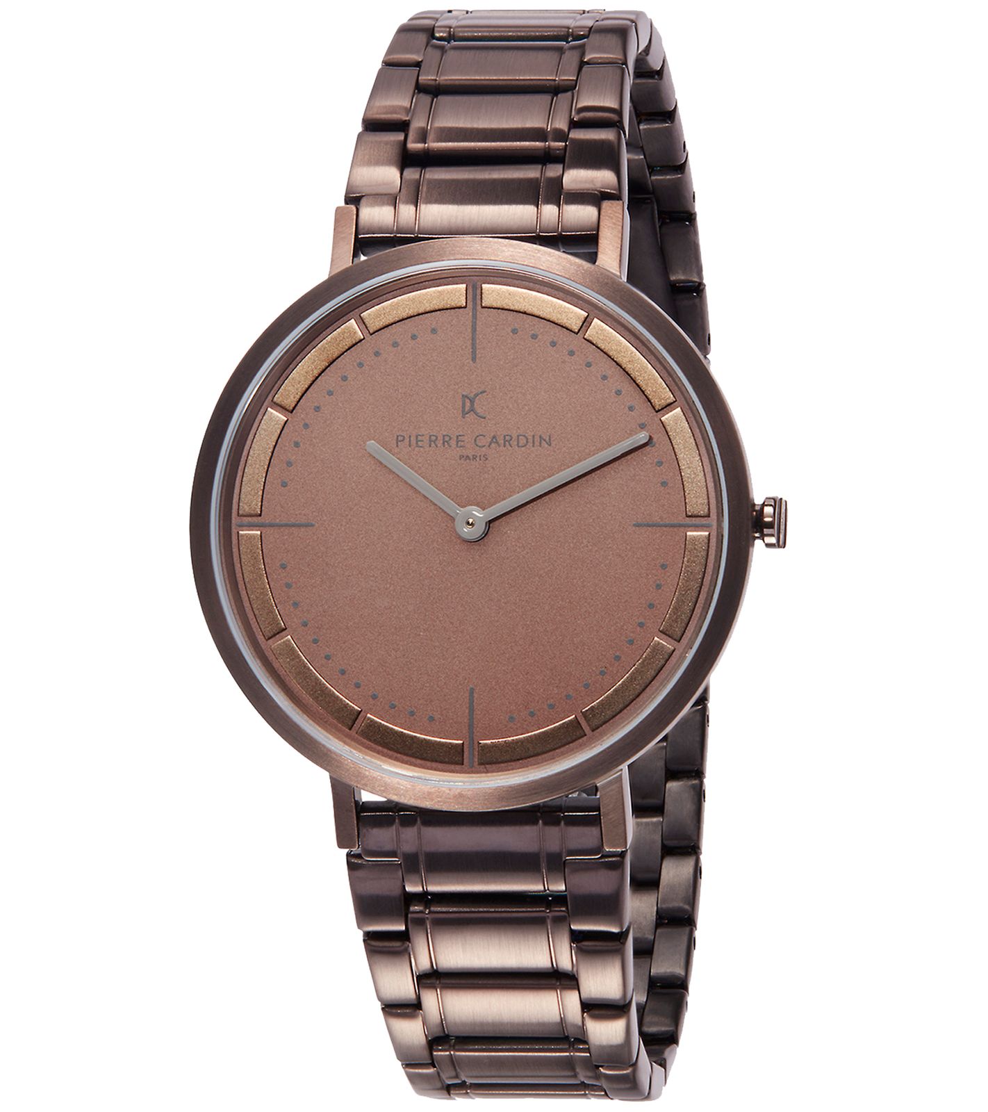 Pierre Cardin Herren Armband-Uhr mit Faltschließe analoge Quarz-Uhr mit Edelstahl-Armband 3ATM 42mm CBV.1035 Braun von Pierre Cardin