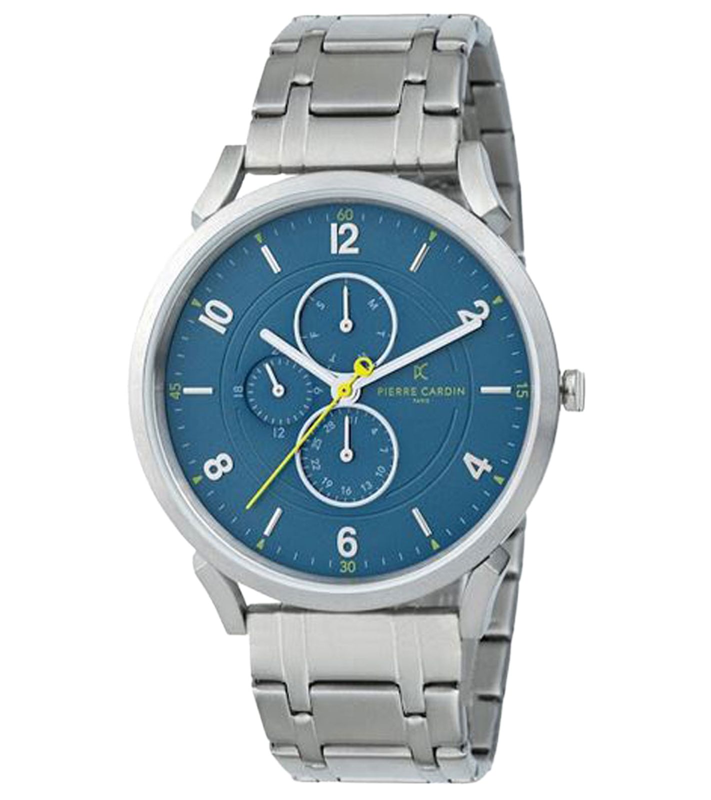 Pierre Cardin Herren Armband-Uhr mit Multi-Ziffernblatt analoge Quarz-Uhr mit Edelstahl-Armband 3ATM 44mm CPI.2056 Silber/Blau von Pierre Cardin