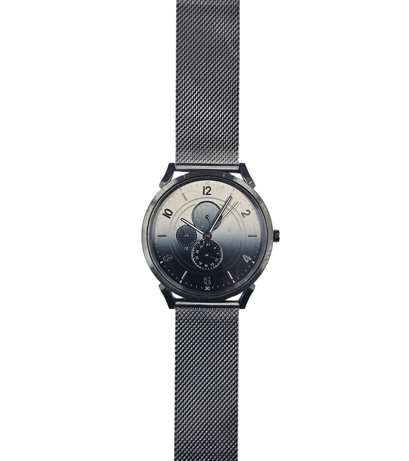 Pierre Cardin Herren Armband-Uhr mit Multi-Ziffernblatt und Farbverlauf analoge Quarz-Uhr mit Edelstahl-Armband 3ATM 44mm CPI.2059 Silber/Blau von Pierre Cardin