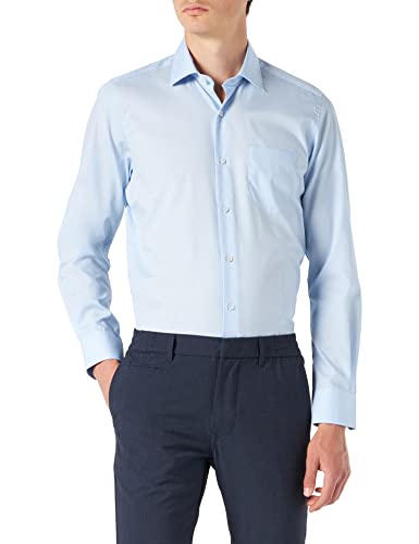 Pierre Cardin Herren Businesshemd Hemd Cannes Uni Popeline, Blau (Blau 9001),45 (Herstelergröße:XXL) von Pierre Cardin