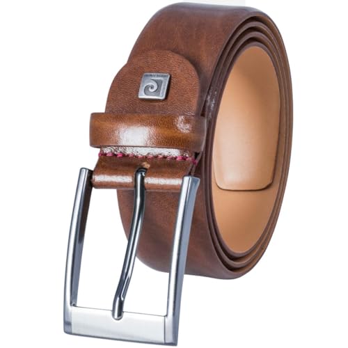 Pierre Cardin Leder-Gürtel Herren, Anzug-Gürtel 35 mm breit Rindledergürtel cognac, Farbe/Color:braun, Size US/EU:Bundweite 85 cm Gesamtlänge 100 cm W 33.5 M von Pierre Cardin