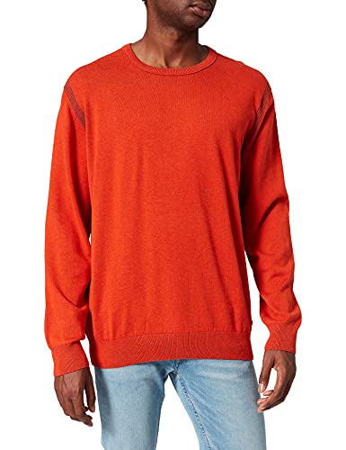 Pierre Cardin Herren Knit Crewneck Plated Pullover, Orange, XL von Pierre Cardin