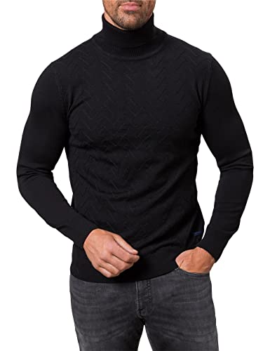 Pierre Cardin Herren Knit Rollneck Zig-Zag-Structure Strickjacke, Black, L von Pierre Cardin