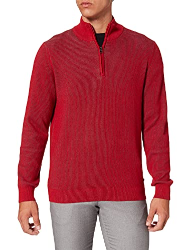 Pierre Cardin Herren Knit Stand-up Collar Zipp Bicolor Rib Structure Pullover, Red, XXL Pierre Cardin Herren Knit Stand-up Collar Zipp Bicolor Rib Structure Pullover, Red, XXL von Pierre Cardin