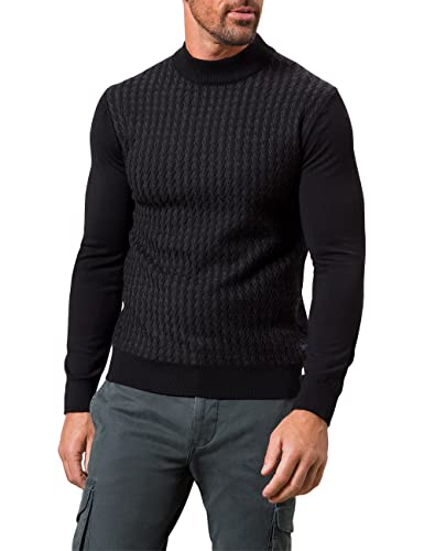 Pierre Cardin Herren Knit Turtle Bicolor Cable Structure Strickjacke, Black, S von Pierre Cardin