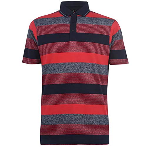 Pierre Cardin Herren Konstruiert Dünnes Gestreiftes Polo aus 100% Baumwolle mit Unterschrift Stickerei 1 Mittel Rot/Grau Marl/Navy von Pierre Cardin