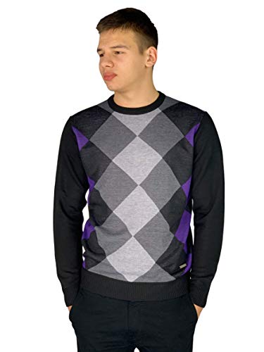 Pierre Cardin Herren Neue Saison Argyle Diamant Design Pullover mit V-Ausschnitt und Rundhalsausschnitt (XL, Style 6 - Purple(V-Ausschnitt)) von Pierre Cardin