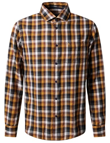 Pierre Cardin Herren Oberhemd Langarm | Männer Hemd | Button-down | kariert | Modern Fit | Marine 6000 | XXL von Pierre Cardin