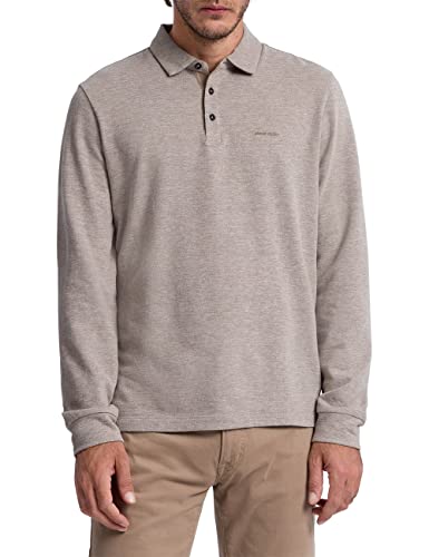 Pierre Cardin Herren Polo-Longsleeve, Timber Wolf, L von Pierre Cardin