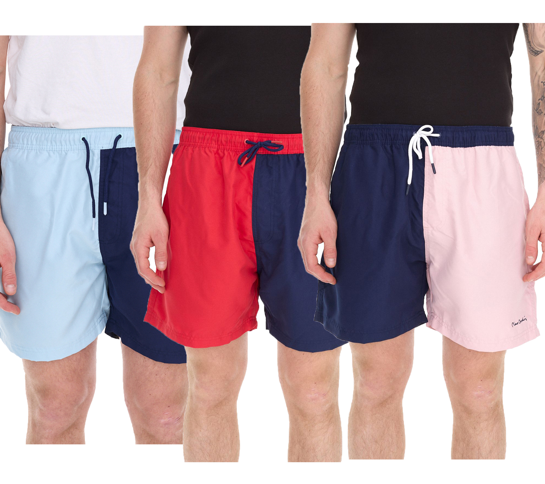 Pierre Cardin Herren Schwimm-Hose Badehose modische Schwimm-Shorts LA205027 Rot/Navy, Navy/Rosa oder Blau von Pierre Cardin