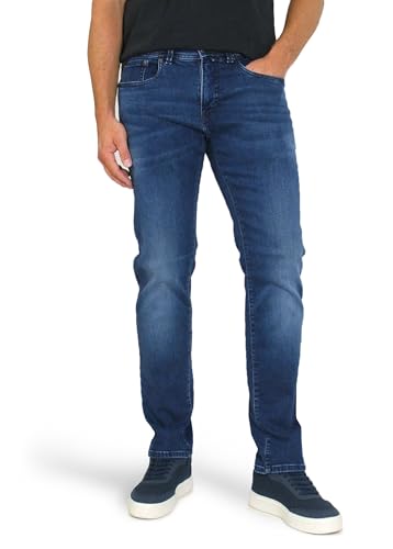 Pierre Cardin Herren Straight Jeans, Ocean Blue Used Schnurrbart, 32W / 30L von Pierre Cardin