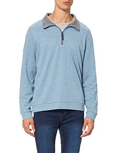 Pierre Cardin Herren Sweat-Shirt Stand-up Collar Zip Interlock Doubleface with Tencel Sweatshirt, Blue, XXL von Pierre Cardin