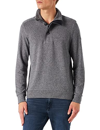 Pierre Cardin Herren Sweat-Shirt Stand-up Collar Zip & Button Supersoft Terry Sustainable Sweatshirt, Blue, 3XL von Pierre Cardin