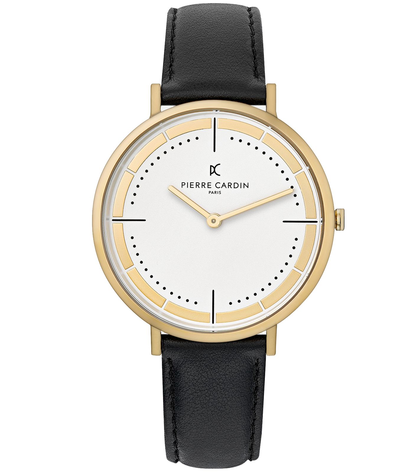 Pierre Cardin Herren analoge Quarz-Uhr mit Leder-Armband Armband-Uhr 3ATM 42mm CBV.1032 Gold/Schwarz von Pierre Cardin