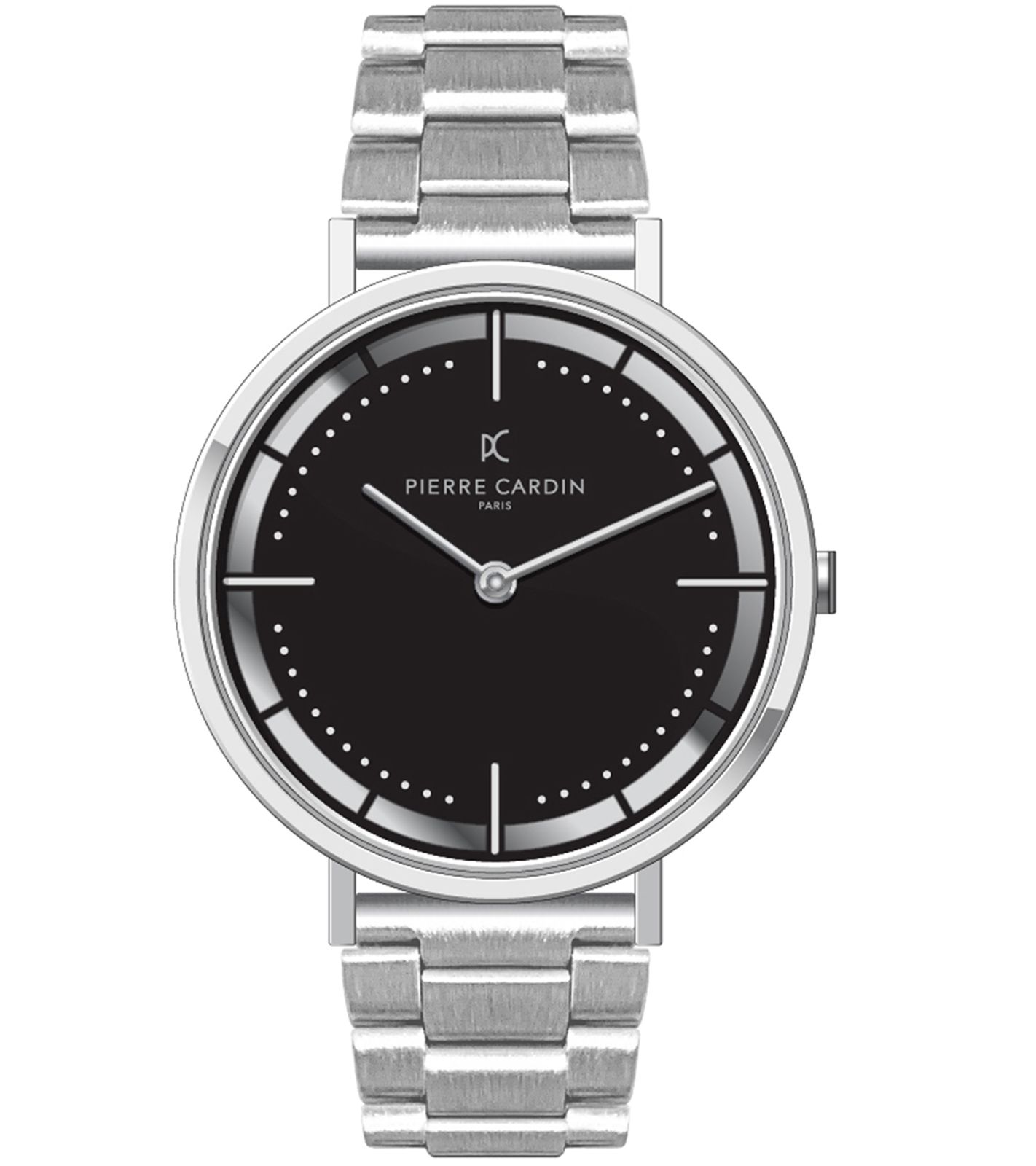 Pierre Cardin Herren zeitlose Armband-Uhr mit Faltschließe analoge Quarz-Uhr mit Edelstahl-Armband 3ATM 41mm CBV.1028 Silber von Pierre Cardin