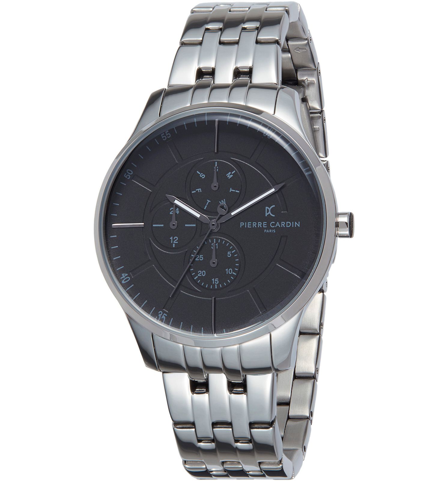 Pierre Cardin Herren zeitlose Armband-Uhr mit Faltschließe analoge Quarz-Uhr mit Edelstahl-Armband 3ATM 42mm A.PC902731F108 Silber von Pierre Cardin