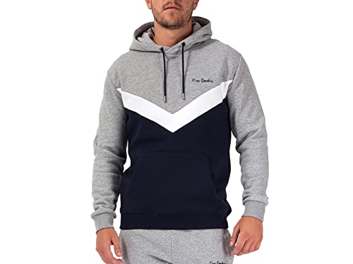 Pierre Cardin Lenox Herren Chevron Cut & Sew Panel Overhead Hoodie Marineblau/Grau, Marineblau/Grau, M von Pierre Cardin