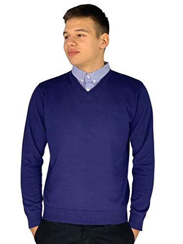 Pierre Cardin Herren Strickpullover mit V-Ausschnitt und Hemdkragen Gr. XXXL, kobalt von Pierre Cardin