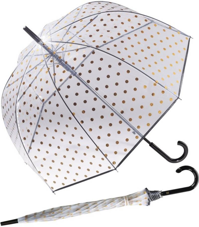 Pierre Cardin Stockregenschirm Glockenschirm Automatik Metallic Dots gold, ein eleganter Schirm mit Durchblick von Pierre Cardin