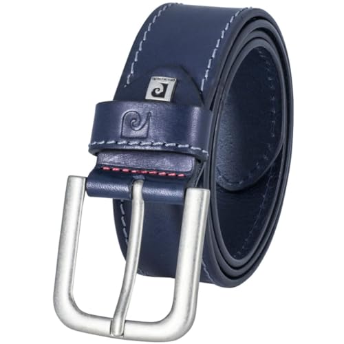 Pierre Cardin Leder-Gürtel Herren, Jeans-Gürtel Herren 40 mm breit Vollrindleder marine, Farbe/Color:blau, Size US/EU:Bundweite 90 cm Gesamtlänge 105 cm W 35.5 L von Pierre Cardin