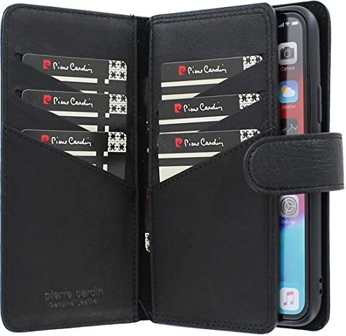 Pierre Cardin Leder Wallet Series Book Type Cover für Apple iPhone 11 Pro - Schwarz - Echtes Leder von Pierre Cardin