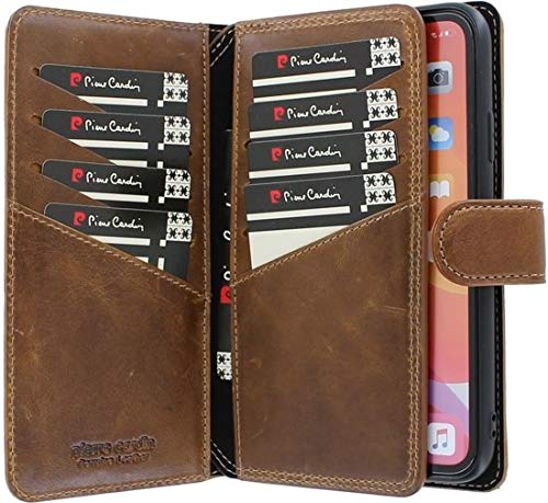 Pierre Cardin Leder Wallet Series Bookstyle Hülle für Apple iPhone 11 Pro Max Braun - Echtes Leder von Pierre Cardin