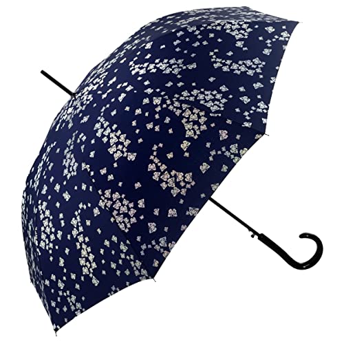 Pierre Cardin Regenschirm Stockschirm Damenschirm Automatik Glitzermotiv Schmetterlinge Dunkelblau von Pierre Cardin