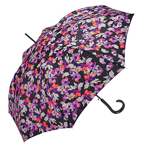 Pierre Cardin Stockschirm Regenschirm Damen Automatik Blumenmotiv (Black) von Pierre Cardin