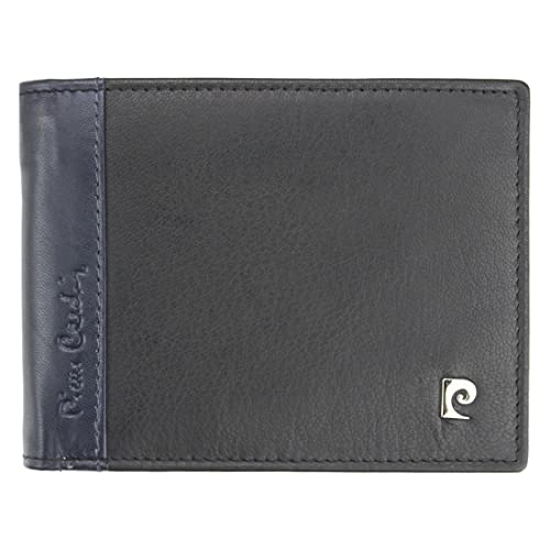 Pierre Cardin TILAK30 8805 Herren Geldbörse aus echtem Narbenleder mit Kartenfächern Münzfach Geldscheinfach 12,5 x 9,5 x 2,5 cm schwarz und Marineblau RFID-Schutz von Pierre Cardin