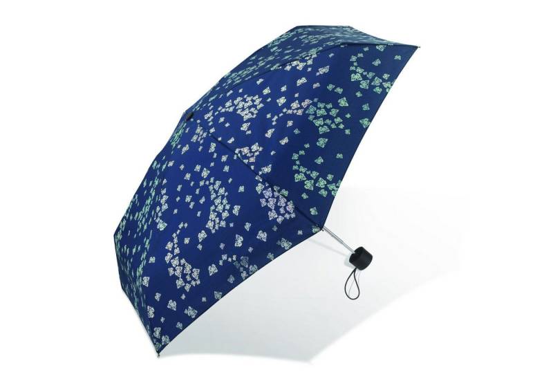 Pierre Cardin Taschenregenschirm Damen-Regenschirm – Elegantes Design & Kompaktes Packmaß, irisierende Schmetterlinge, dunkelblau von Pierre Cardin