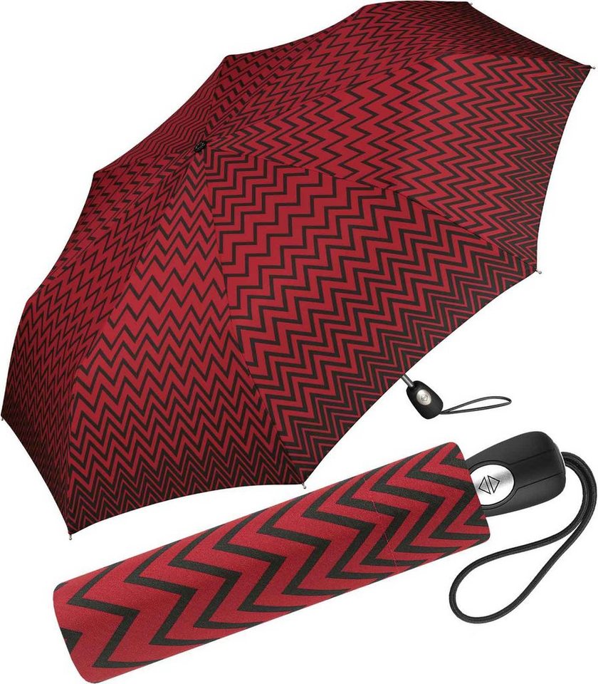 Pierre Cardin Stockregenschirm schlanker Damen-Taschenschirm mit Auf-Zu-Automatik, mit interessantem geometrischen Zickzack-Muster Pierre Cardin Stockregenschirm schlanker Damen-Taschenschirm mit Auf-Zu-Automatik, mit interessantem geometrischen Zickzack-Muster von Pierre Cardin