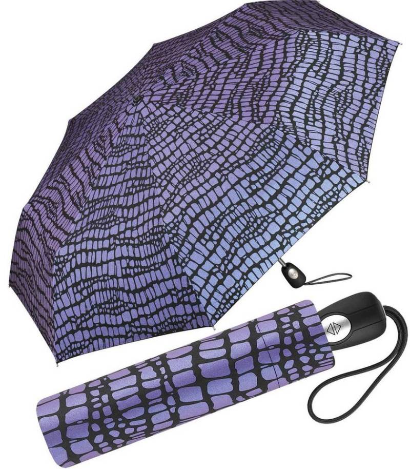 Pierre Cardin Taschenregenschirm schöner Damen-Regenschirm mit Auf-Zu-Automatik, Krokodil-Optik für den Regenschirm von Pierre Cardin