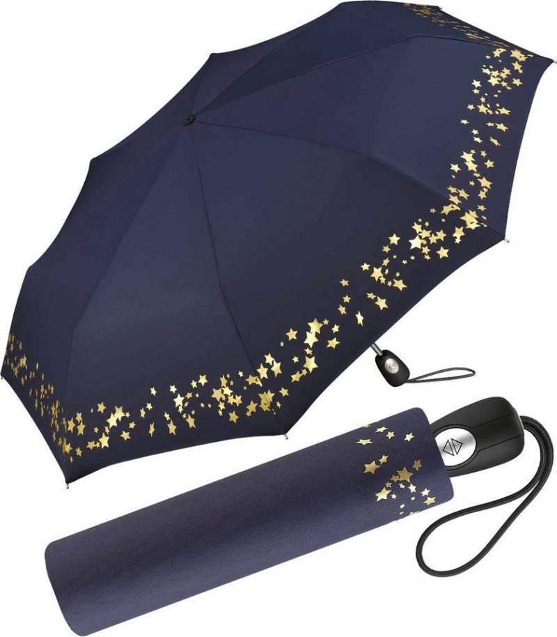 Pierre Cardin Taschenregenschirm schöner Damen-Regenschirm mit Auf-Zu-Automatik, traumhafte Sterne in verspieltem Design von Pierre Cardin