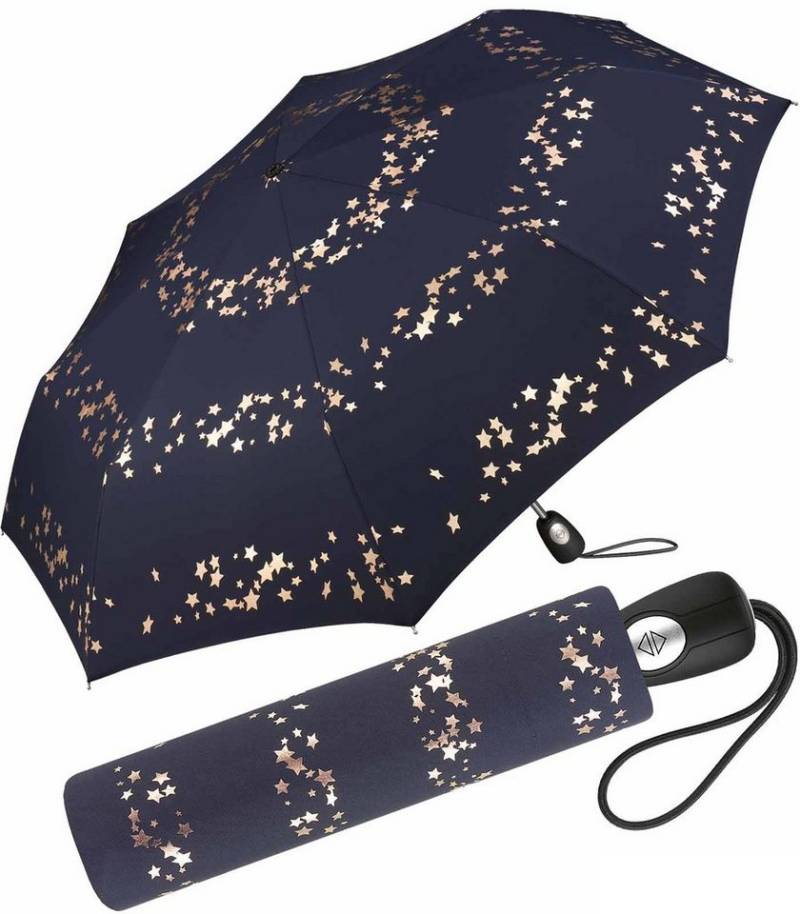 Pierre Cardin Taschenregenschirm schöner Damen-Regenschirm mit Auf-Zu-Automatik, traumhafte Sterne in verspieltem Design von Pierre Cardin