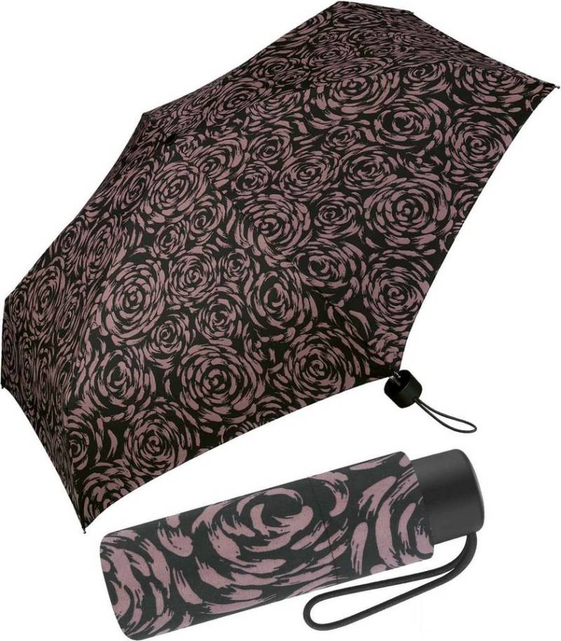 Pierre Cardin Taschenregenschirm winziger Damen-Taschenschirm mit Handöffner, mit wunderschöner Rosenblütenmalerei von Pierre Cardin