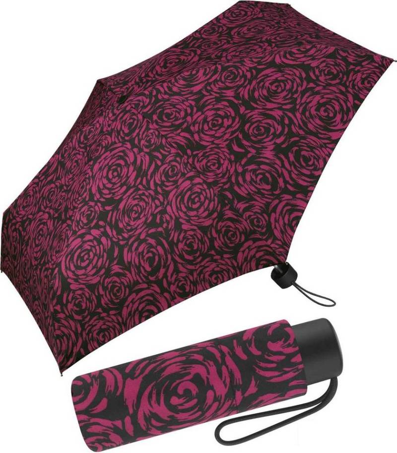 Pierre Cardin Taschenregenschirm winziger Damen-Taschenschirm mit Handöffner, mit wunderschöner Rosenblütenmalerei von Pierre Cardin
