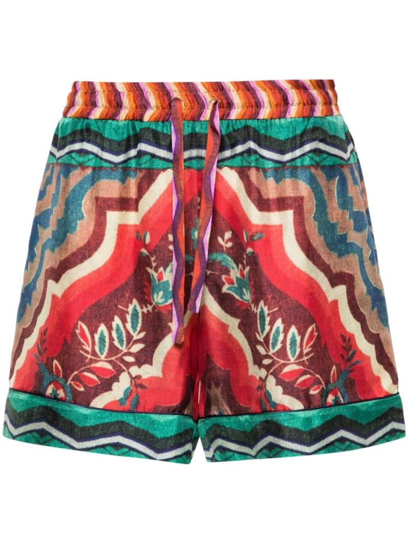 Pierre-Louis Mascia Aloe Seidenshorts mit grafischem Print - Rot von Pierre-Louis Mascia