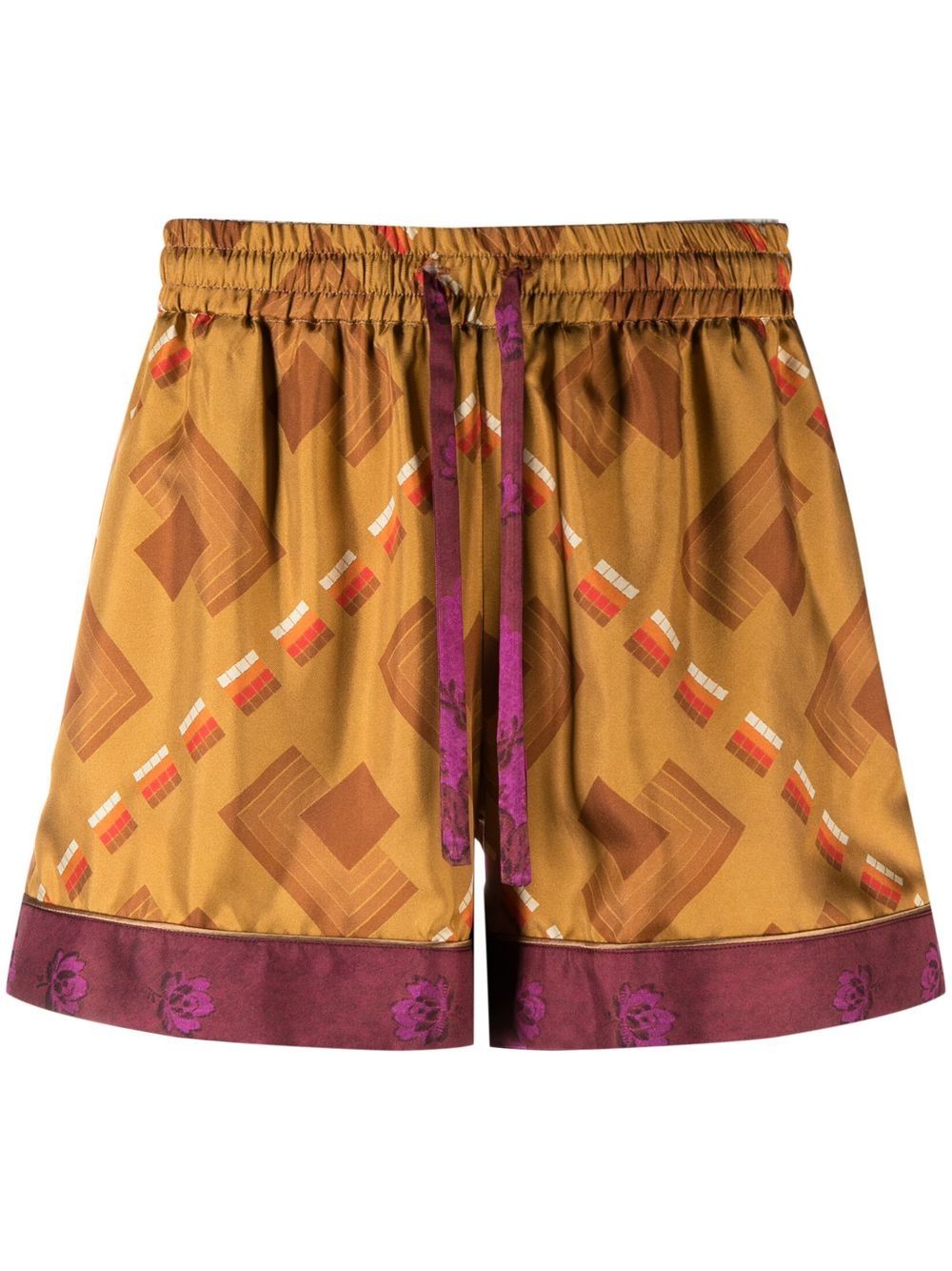 Pierre-Louis Mascia Aloe Seidenshorts mit Print - Braun von Pierre-Louis Mascia