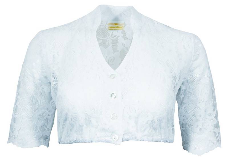 Pierre Marcel Die Bluse Dirndlbluse Damen Halbarm Spitzen Bluse "Ylvie" mit Stehkragen 7339 - Weiß von Pierre Marcel Die Bluse