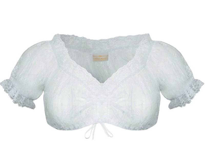 Pierre Marcel Die Bluse Dirndlbluse Transparente Kurzarm Damen Carmenbluse "Mila" aus Spitze 72300 - Weiß von Pierre Marcel Die Bluse