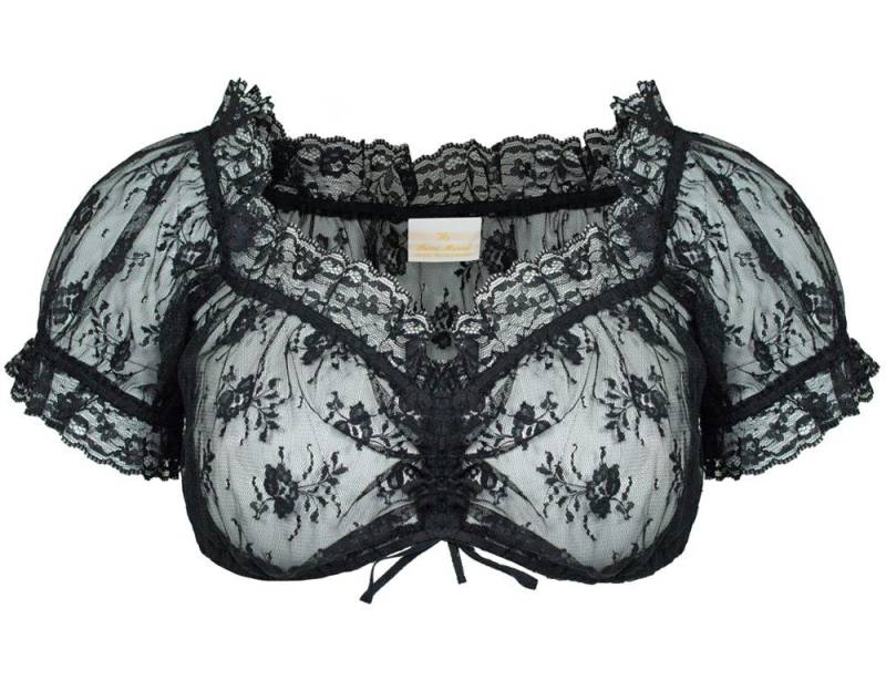 Pierre Marcel Die Bluse Dirndlbluse Kurzarm Damen Carmenbluse "Mila" aus Spitze 72310 - Schwarz von Pierre Marcel Die Bluse