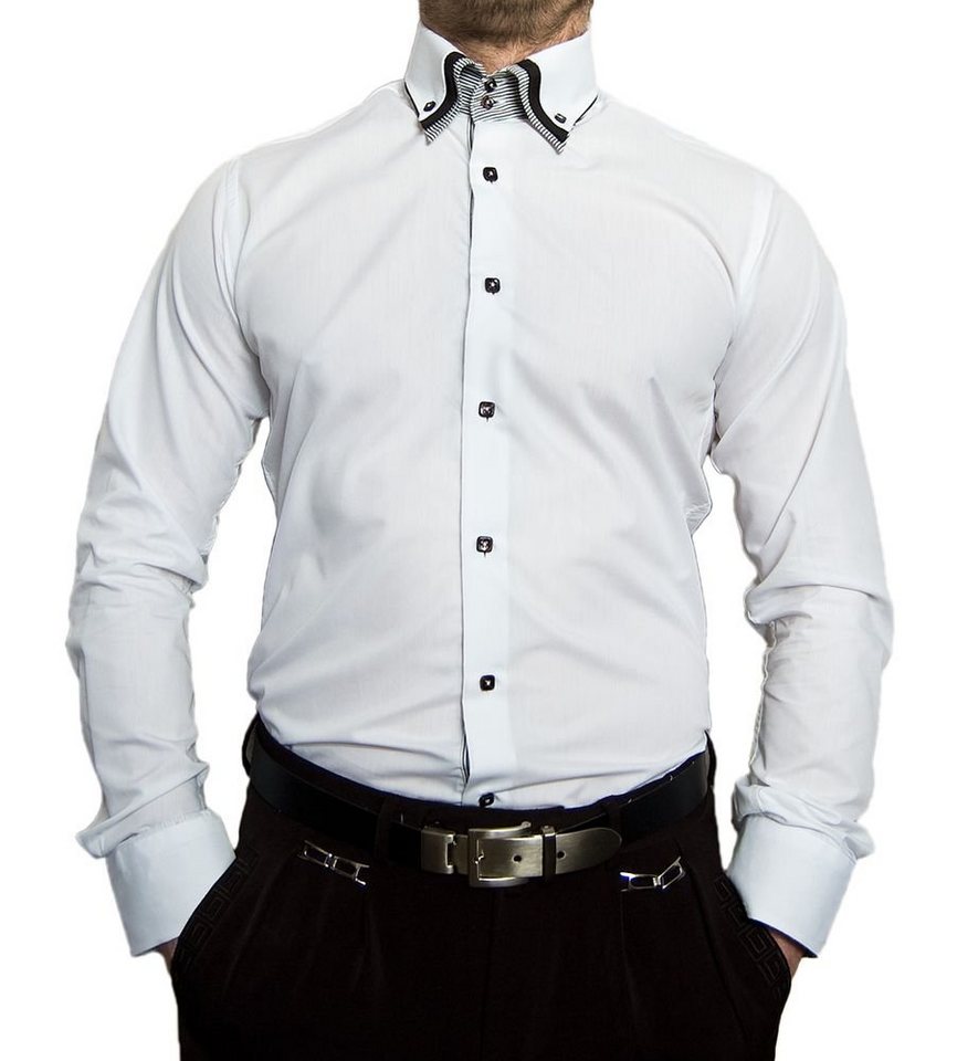 Pierre Martin Businesshemd Designer Herren Hemd dreifach Kragen Slim Fit 3-fach Kragen, Bügelleicht, Pflegeleicht, Alle Jahreszeiten von Pierre Martin