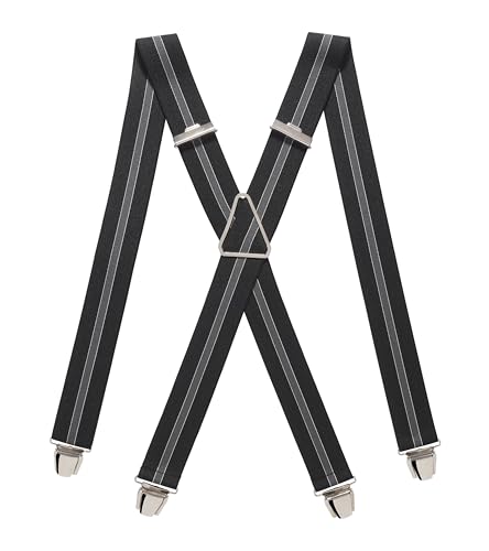 Pierrot Hosenträger für Herren Breit Made in Germany/France - Ultrastarker Gummizug & 4 Extra Starke X-Clips - Verstellbare Länge bis zu 130cm - Garantie auf Lebenszeit von Pierrot