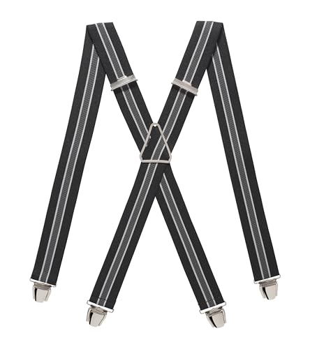 Pierrot Hosenträger für Herren Breit Made in Germany/France - Ultrastarker Gummizug & 4 Extra Starke X-Clips - Verstellbare Länge bis zu 130cm - Garantie auf Lebenszeit von Pierrot