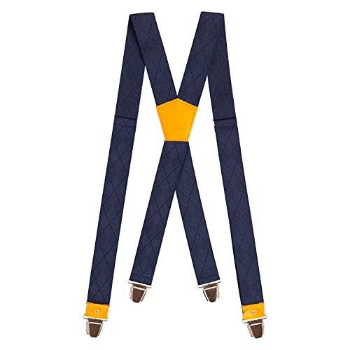 Pierrot Herren Hosenträger Breit und Vintage Premium - Made in Germany/France - Verstärktes Gummiband & Lederbeschläge mit Extra Starken Metallclips - Verstellbare Länge bis 130cm von Pierrot
