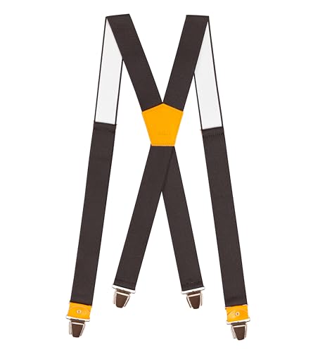 Pierrot Herren Hosenträger Breit und Vintage Premium - Made in Germany/France - Verstärktes Gummiband & Lederbeschläge mit Extra Starken Metallclips - Verstellbare Länge bis 130cm von Pierrot
